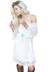 White Off The Shoulder 3/4 Sleeve Floral Lace Dress